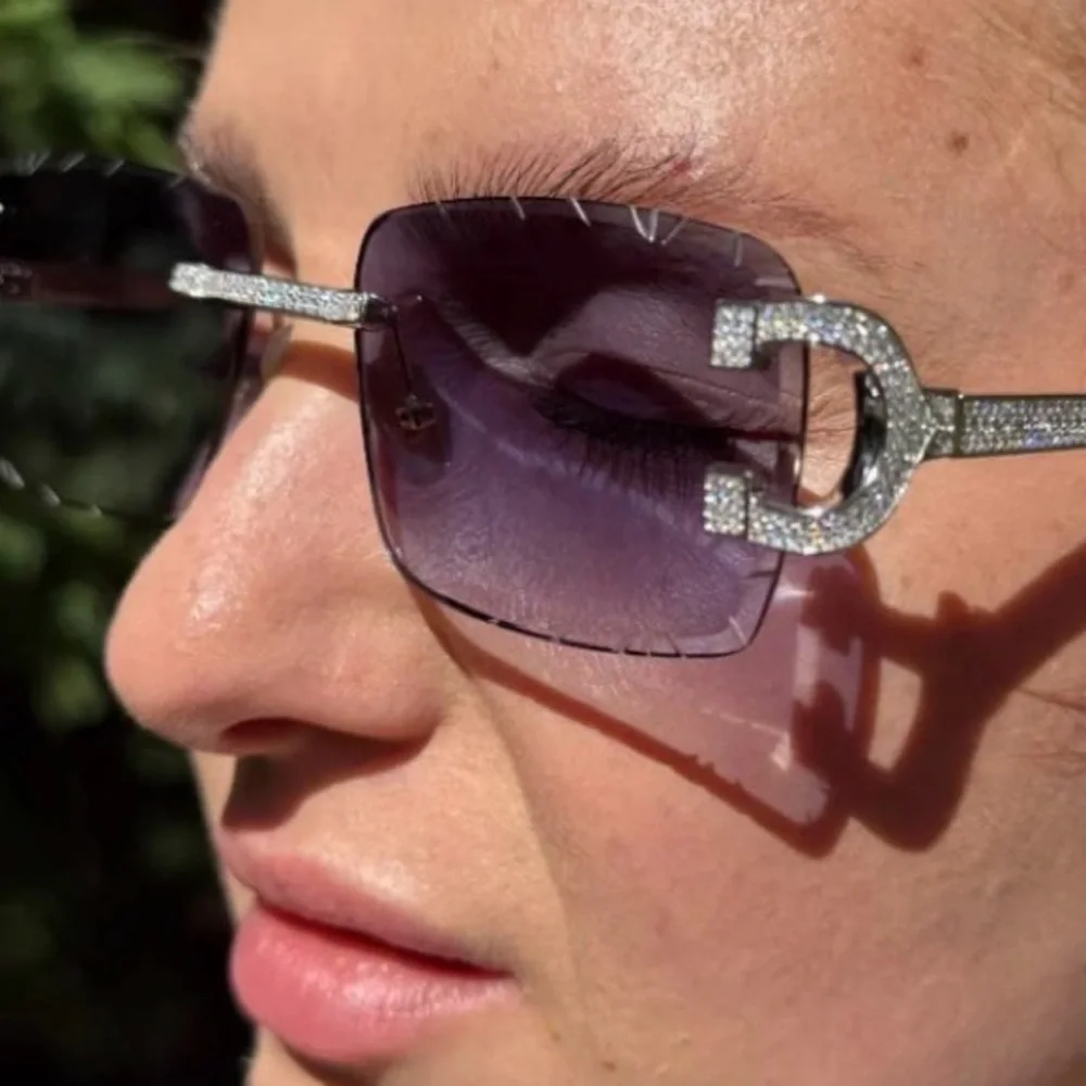 MOISSANITE 925 STERLING SILVER 5 CT Women's UNIQUE Sunglasses - Elegant Black🕶️